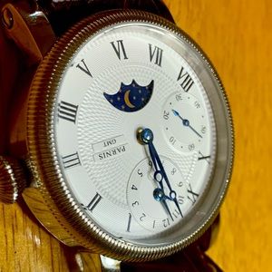 Parnis Gmt Moonphase Watch With 2 Timezone.
